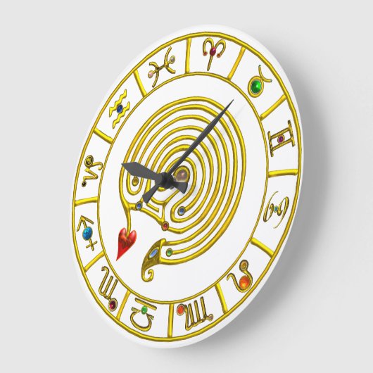 星迷路金ゴールド〔占星術の〕十二宮図図星占い ラージ壁時計 (傾斜)
