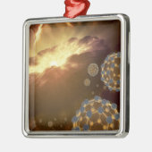 星間に浮いているバッキーボール宇宙 メタルオーナメント (左)