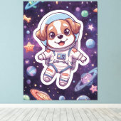 星間の足 – かわいい宇宙犬in冒険 キャンバスプリント (インサイチュ (ウッドフロア))