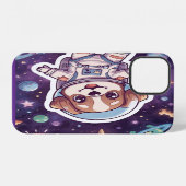 星間の足 – かわいい宇宙犬in冒険 iPhoneケース (裏面横)