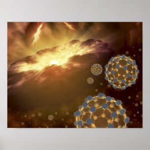星間空間で浮かぶBuckyballs ポスター