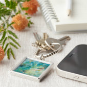 星間|のティール(緑がかった色)の青空 キーホルダー (側面)