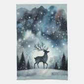 星降る冬の夜の鹿 キッチンタオル (縦)