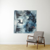 星降る冬の夜の鹿 タペストリー (インサイチュ(横))