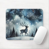 星降る冬の夜の鹿 マウスパッド (マウス)
