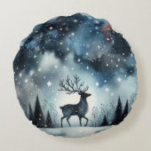 星降る冬の夜の鹿 ラウンドクッション (裏面)