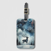 星降る冬の夜の鹿 ラゲッジタグ (正面縦)