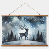 星降る冬の夜の鹿 吊り下げ型タペストリー (正面)