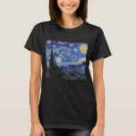 『星降る夜:聖レミの村』（Vincent Van Gogh作） Tシャツ<br><div class="desc">1889年。ヴィンセント・ヴァン・ゴッホは、フランスのサン・レミ・ド・プロヴァンスにあるサン・ポール・ド・モースローム精神病院の患者である。彼は精神疾患に苦しんでおり、医師は彼に屋内で過ごし、絵を描くのを避けるよう助言している。しかし、ヴァン・ゴッホは創造する衝動に抗うことができず、周囲の風景や人々を描いて日々を過ごしている。 ある夜、ヴァン・ゴッホは嵐に起こされる。窓の外を見ると、空は色とりどりの炎で満たされている。彼はその光景の美しさに打たれ、絵に描くことにした。彼はイーゼルに向かって、制作を始める。 ヴァン・ゴッホは、うねる雲、暗い松の木、きらきらと光る星々を捉え、数時間にわたって絵を描いた。彼はあまりに制作に集中していたので、時間の経過に気づかなかった。ついに完成した時、彼は疲れ果てていたが、感動で高揚していた。 ヴァン・ゴッホの「ライン川の星夜」は、彼の最も有名な作品の一つである。これは色彩と動きの傑作であり、他のどの絵画も及ばない夜空の美しさを捉えている。 ヴァン・ゴッホは生涯を通して絵を描き続け、数多くの傑作を生み出した。しかし、「ライン川の星夜」は、彼の最も愛された作品の一つである。これは彼の才能と彼の強さを証明するものであり、今も世界中の人々を感動させ続けている。 この作品は、1927年1月1日以前に出版（または米国著作権局に登録）されたため、米国でパブリックドメインとなっている。</div>