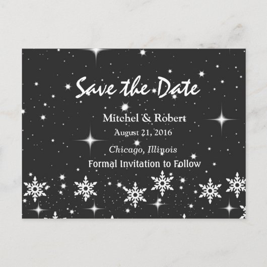 星雪のクリスマスウェディング日付を保存 案内ポストカード (正面)