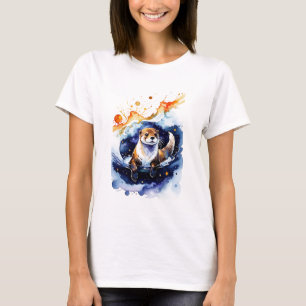星雲で泳ぐカワウソ Tシャツ