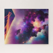 星雲の下の宇宙ピラミッド神秘的な風景 ジグソーパズル (横)
