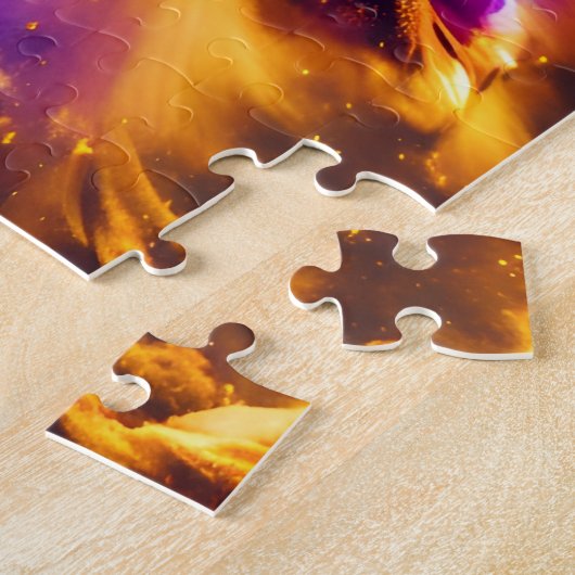 星雲の宇宙の明るい色が宇宙で爆発 ジグソーパズル (側面)