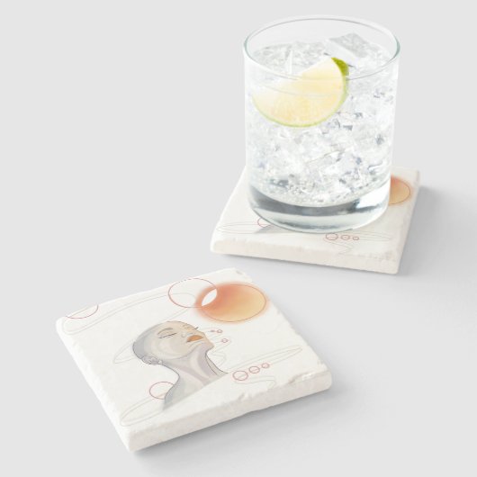 星雲の攻撃と銀河真珠ネックレス ストーンコースター (横)