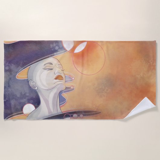 星雲の攻撃と銀河真珠ネックレス ビーチタオル (正面)