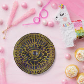 星雲の空のすべての見る神秘的な目の金ゴールド ペーパープレート (パーティー)