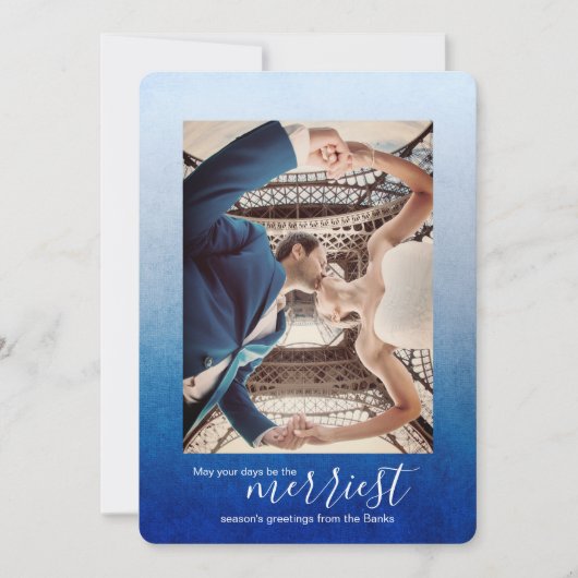 星雲の青いグラデーションのクリスマスカード シーズンカード (正面)