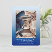 星雲の青いグラデーションのクリスマスカード シーズンカード (スタンド正面)