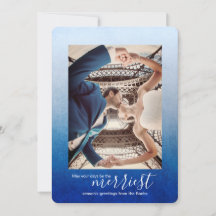 星雲の青いグラデーションのクリスマスカード