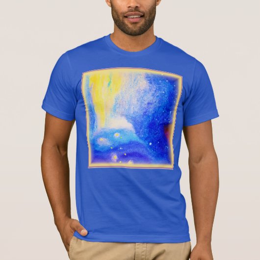 星雲は青、黄色、天の白を星とする。買今 Tシャツ (正面)
