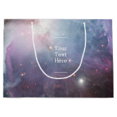 星雲オリオン天文学ピンク紫の空の星 ラージペーパーバッグ (正面)