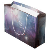 星雲オリオン天文学ピンク紫の空の星 ラージペーパーバッグ (裏面アングル)