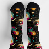 星雲デザイン付きコズミック鮮やかブラックソックス ソックス (上部)