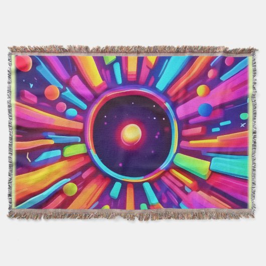 星雲バースト：宇宙万華鏡のように千変万化するパターン スローブランケット (正面)