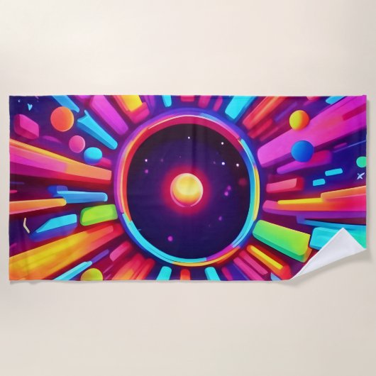 星雲バースト:宇宙万華鏡のように千変万化するパターン ビーチタオル (正面)