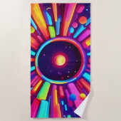 星雲バースト:宇宙万華鏡のように千変万化するパターン ビーチタオル (正面)