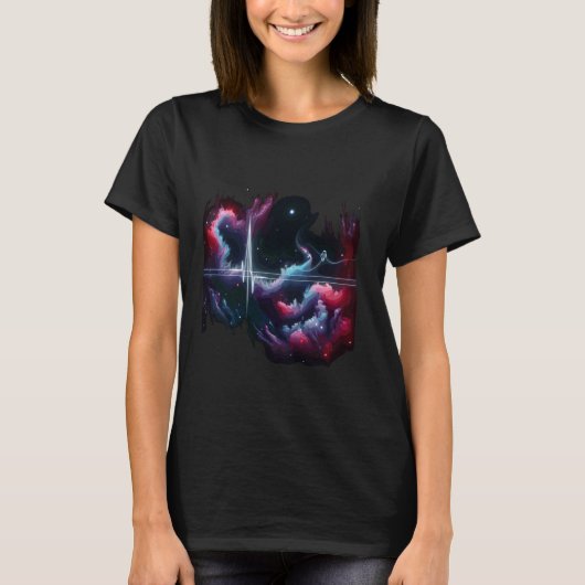 星雲パルス – Sci-Fiハートビートベクトルアート Tシャツ (正面)