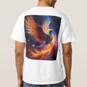 :星雲フェニックス:銀河の渦巻きの宇宙鳥 Tシャツ (裏面)