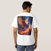 :星雲フェニックス:銀河の渦巻きの宇宙鳥 Tシャツ (裏面フル)