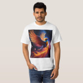 :星雲フェニックス:銀河の渦巻きの宇宙鳥 Tシャツ (正面フル)