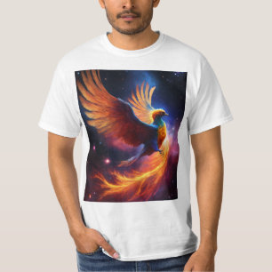 :星雲フェニックス:銀河の渦巻きの宇宙鳥 Tシャツ