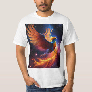 :星雲フェニックス:銀河の渦巻きの宇宙鳥 Tシャツ