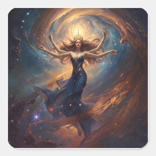 星雲幻想の中の宇宙的多腕女神 スクエアシール (正面)