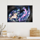 星雲：ユニコーンとドラゴン大プリント ポスター (キッチン)