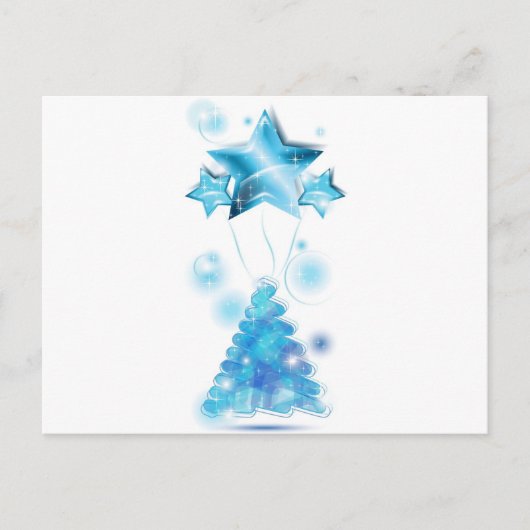 星風船でクリスマスツリーを落書きする シーズンポストカード (正面)