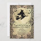 星飛んでいる上の魔女アダルトハローウィンパーティ 招待状 (正面)
