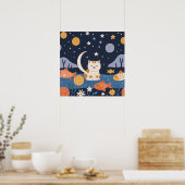 星魅力的と魚のかわいい子ネコ ポスター (キッチン)