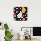 星魅力的と魚のかわいい子ネコ ポスター (ホームオフィス)