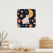 星魅力的と魚のかわいい子ネコ ポスター (キッチン)