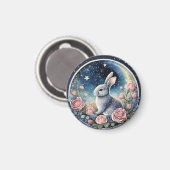 星魅力的の下の春の牧草地のバニー マグネット (正面/裏面)