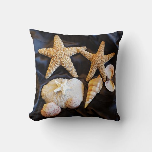星魚の貝類海洋生物ビーチ静止画 クッション (正面)