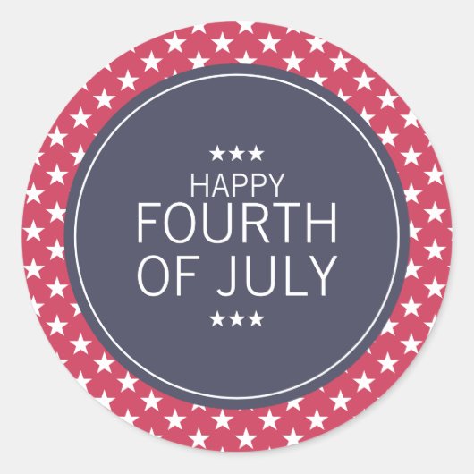 星7月4日の独立記念日ステッカー ラウンドシール (正面)