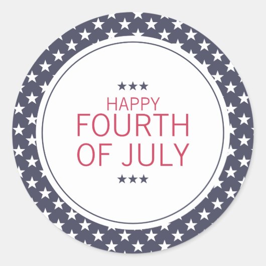 星7月4日の独立記念日ステッカー ラウンドシール (正面)