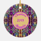 星 – きらめくカスタマイズ可能な文字 セラミックオーナメント (裏面)