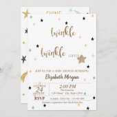 星、きらめく小さな星の赤ちゃんシャワー 招待状 (正面/裏面)