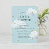 星&ふわふわの雲ブルーベビーシャワー招待状 招待状 (スタンド正面)